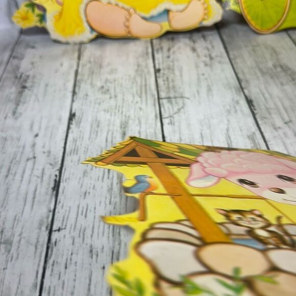 Vintage Spring Die Cut Decoration Beistle Co. Bear Lamb Baby set of 4 Made in US - Picture 6 of 6